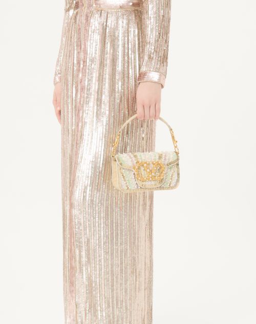 Valentino Garavani - Valentino Garavani Locò Small Embroidered Shoulder Bag With Jewel Logo - Multicolour - Woman - Shoulder Bags